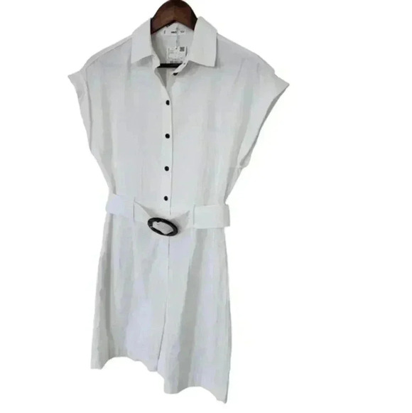 Mango Alec Playsuit White Belted Viscose Buttons New With Tags Women's Small - Picture 5 of 16